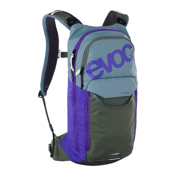 EVOC, Stage 6 + 2L Bladder, Hydration Bag, Volume: 6L, Bladder: Included (2L), Steel/Violet/Dark Olive