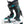 White and teal ski boot with black accents on a white background