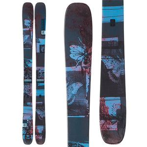 Pair of skis with butterfly design on a white background